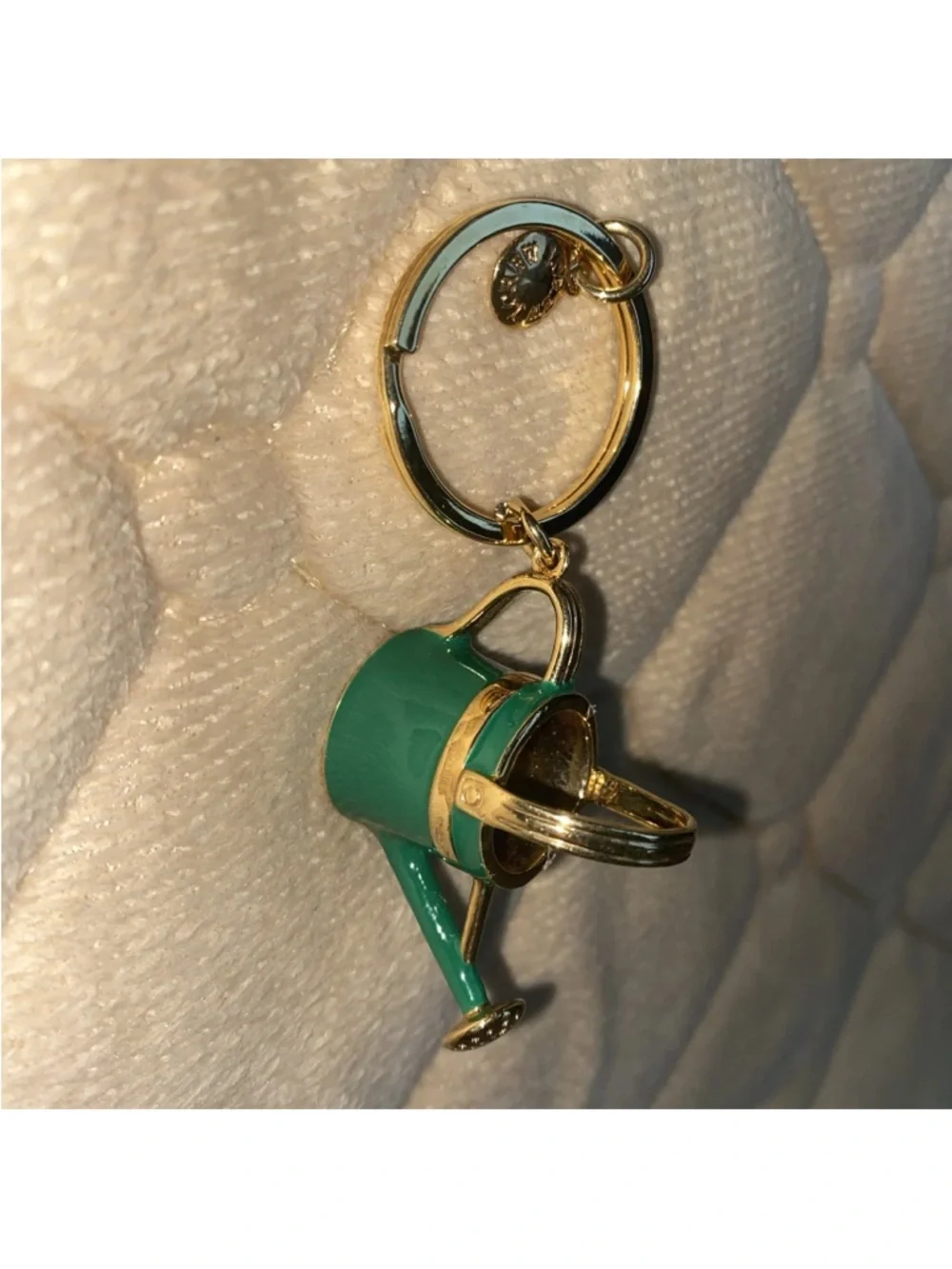 J. Crew RARE Flower Watering Can Keychain Green Gold Color‎